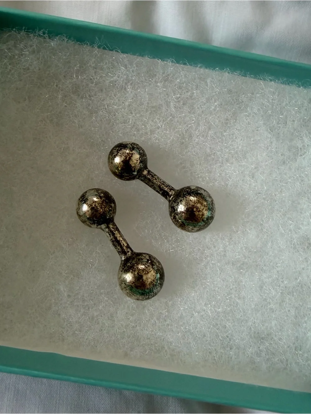Vintage Silver-Tone Double Ball Cufflinks